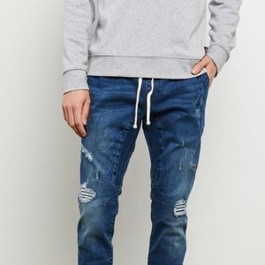 PacSun Dark Ripped Drop Skinny Jogger Pants